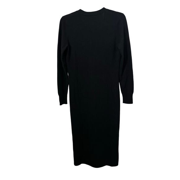 Sofia Cashmere Sweater Dress Womens Small Long Sleeve Button Front Midi Black - Picture 5 of 6
